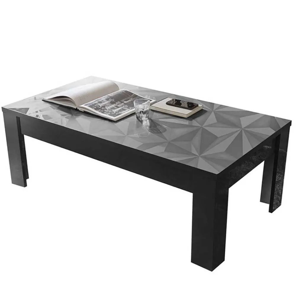 Wohnen 122x45x65 Hochglanz Wohnzimmertisch in Anthrazit - Kuriasna