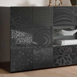 Wohnen Sideboards & Kommoden|Sideboards & Kommoden*241x84x42 Hochglänzendes Sideboard in Grau - Ipatal