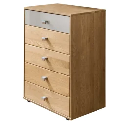 Wohnen Flurkommoden|Sideboards & Kommoden*60x86x43 Hochkommode in Beige Glas & Eiche - Emdsiva