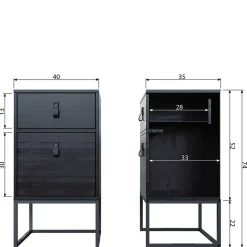 Wohnen Nachttische|Kommoden*40x74x35 Hochkommode mit Bügelgestell - Clewono