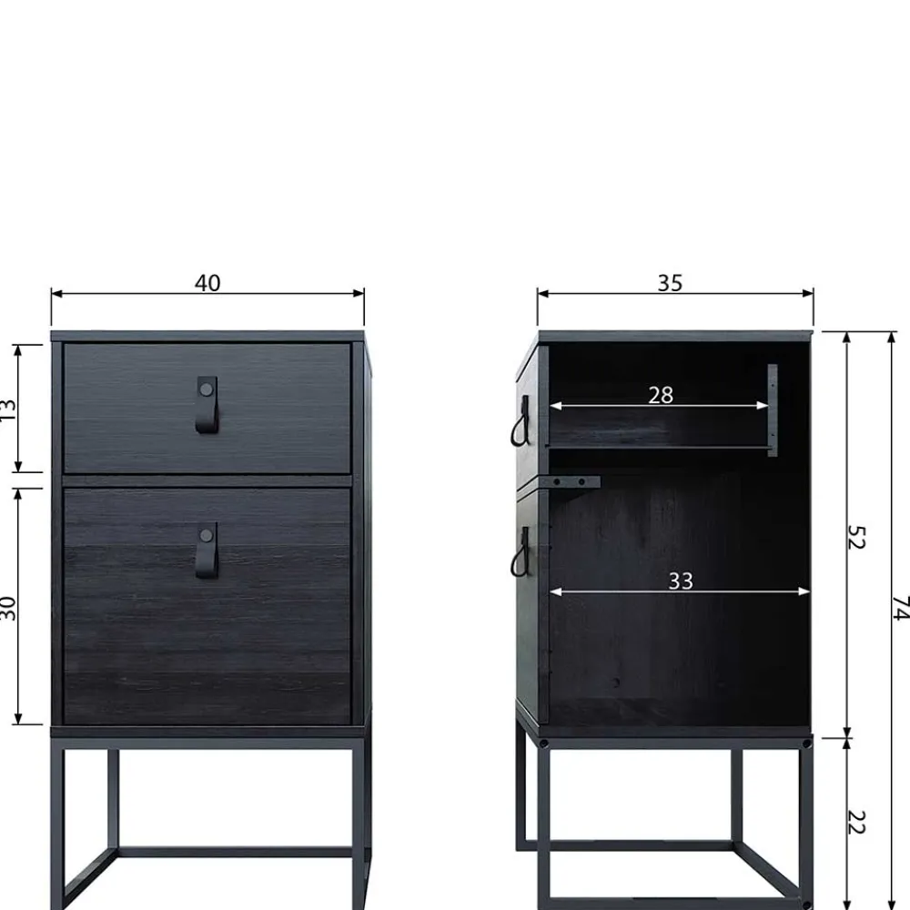 Wohnen Nachttische|Kommoden*40x74x35 Hochkommode mit Bügelgestell - Clewono