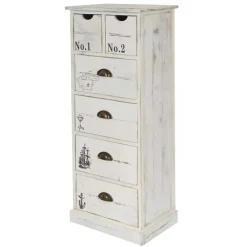 Wohnen Skandinavische Möbel|Landhausmöbel*40x104x30 Hochkommode mit maritimen Motiven - Maggiore