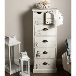 Wohnen Skandinavische Möbel|Landhausmöbel*40x104x30 Hochkommode mit maritimen Motiven - Maggiore