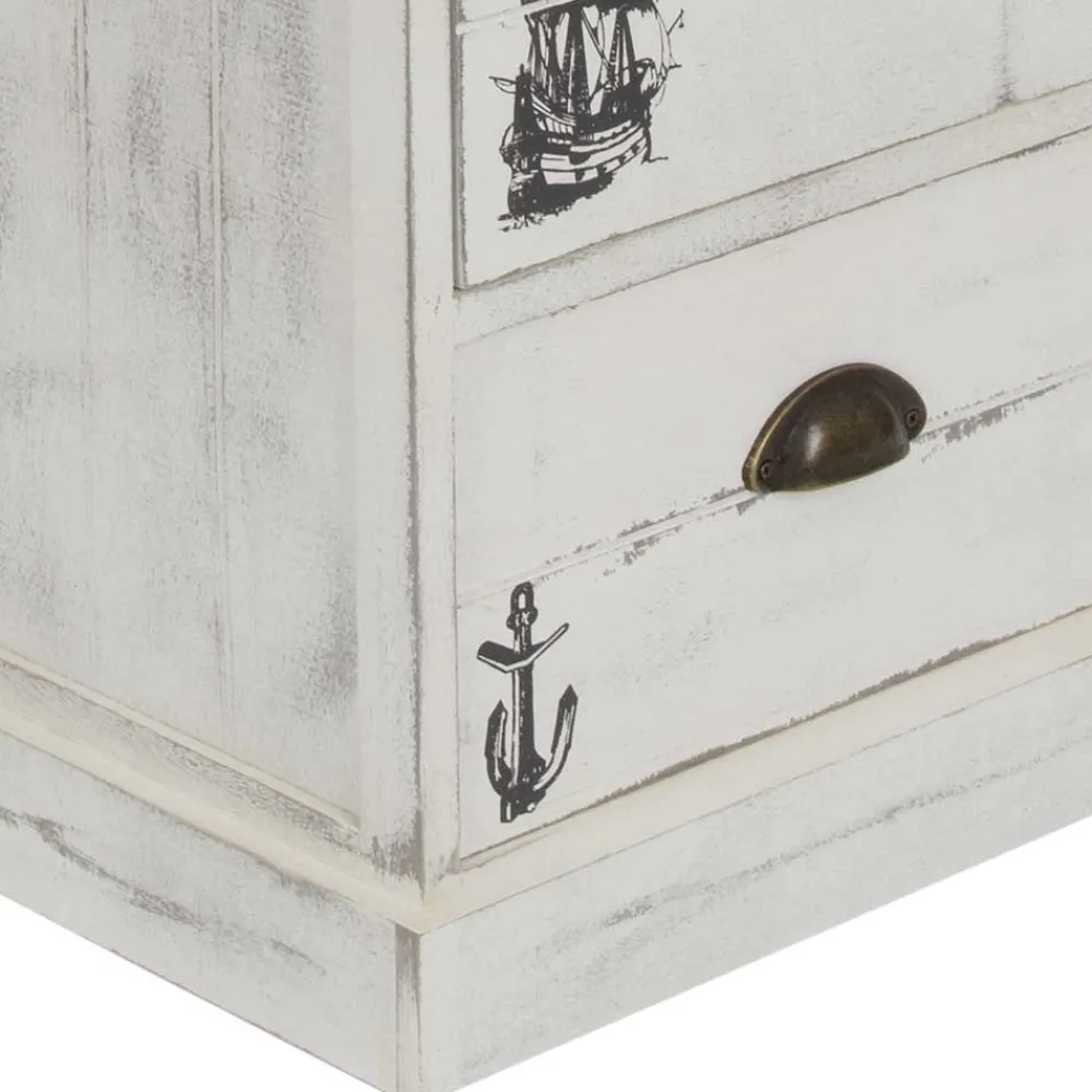 Wohnen Skandinavische Möbel|Landhausmöbel*40x104x30 Hochkommode mit maritimen Motiven - Maggiore