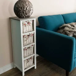 Wohnen 31x89x31 Hochkommode mit vier Körben - Galiferia