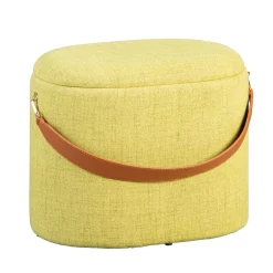 Wohnen 42x36x30 Hocker mit Griff in Gelbgrün Stoff - Domiano