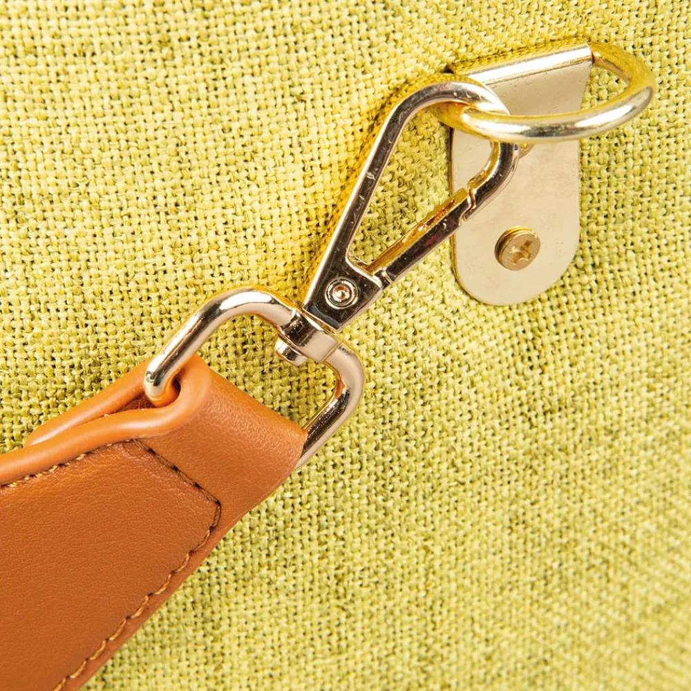 Wohnen 42x36x30 Hocker mit Griff in Gelbgrün Stoff - Domiano