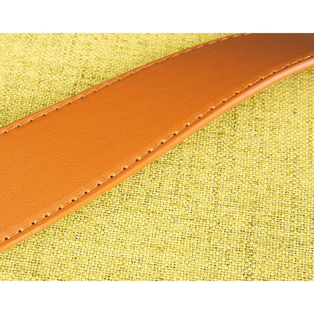 Wohnen 42x36x30 Hocker mit Griff in Gelbgrün Stoff - Domiano