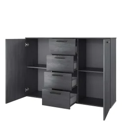 Wohnen 132x93x38 Hohe Kombi-Kommode in Eiche Grau - Carika