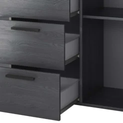 Wohnen 132x93x38 Hohe Kombi-Kommode in Eiche Grau - Carika