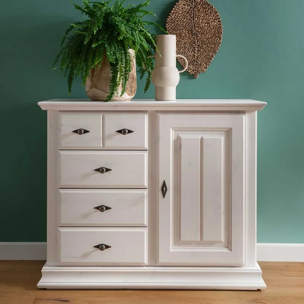 Wohnen Flurkommoden*114x94x47 Hohe Kommode im Landhausstil - Beato