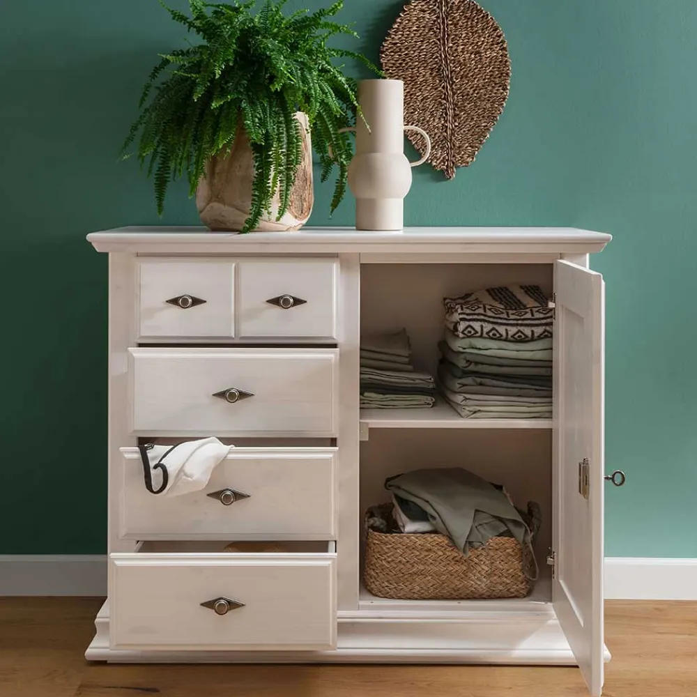 Wohnen Flurkommoden*114x94x47 Hohe Kommode im Landhausstil - Beato