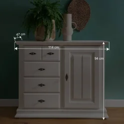 Wohnen Flurkommoden*114x94x47 Hohe Kommode im Landhausstil - Beato