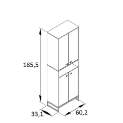 Wohnen Skandinavische Möbel|Schuhschränke*60x186x33 Hoher Schuhschrank mit 4 Türen & Fach - Anderian