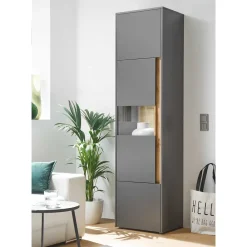 Wohnen Vitrinen|Wohnzimmer-Vitrinen*50x197x40 Hoher Wohnzimmerschrank mit Glaseinsatz - Ahilav