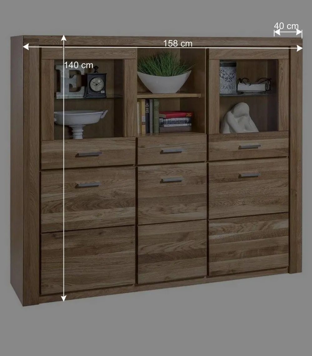 Wohnen Esszimmerschränke|Highboards*158x140x40 Holz Highboard aus Wildeiche - Maila