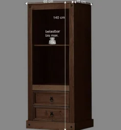 Wohnen Esszimmer-Vitrinen*65x140x38 Holz Regal in Dunkelbraun - Larentina