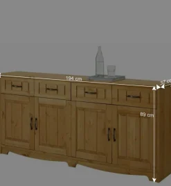Wohnen 194x89x37 Holz Sideboard aus Kiefer Natur - Vanpos