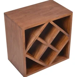 Wohnen 40x40x25 Holzregal für Wein aus Akazie Massivholz - Bernadi