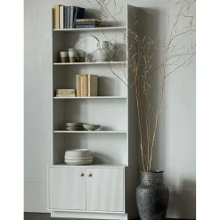 Wohnen 80x200x35 Holzregal in Grau im Skandi Design - Huvina