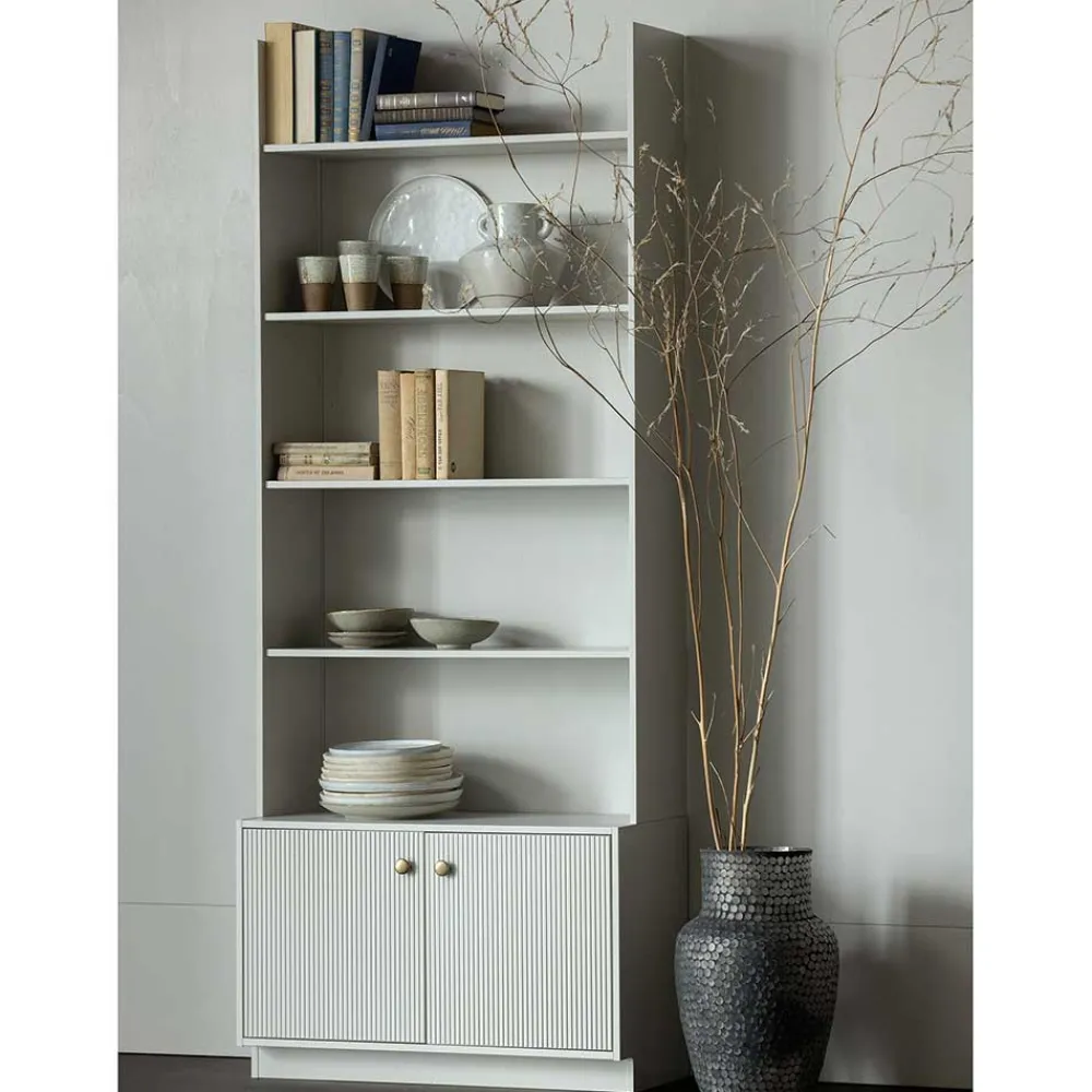 Wohnen 80x200x35 Holzregal in Grau im Skandi Design - Huvina