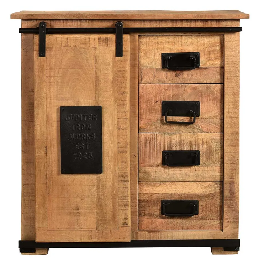 Wohnen 77x80x38 Industrial Kommode mit Schiebetür - Eswan
