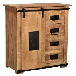 Wohnen 77x80x38 Industrial Kommode mit Schiebetür - Eswan