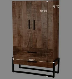 Wohnen 100x160x40 Industrial Schrank mit zwei Türen - Schanow