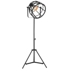 Wohnen 55x170x55 Industrial Stehlampe aus schwarzem Metall - Sucaeva