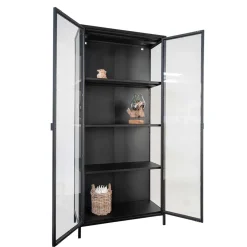 Wohnen 80x175x35 Industry Vitrine aus Glas & Stahl - Nikosia