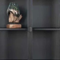 Wohnen 80x175x35 Industry Vitrine aus Glas & Stahl - Nikosia