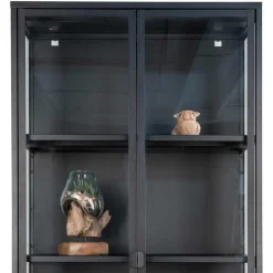 Wohnen 80x175x35 Industry Vitrine aus Glas & Stahl - Nikosia