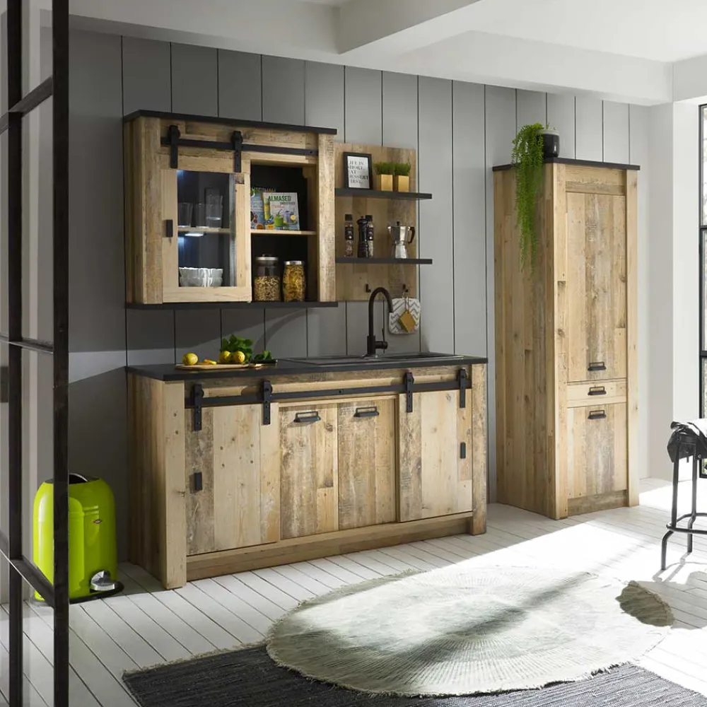 Wohnen 161x93x64 Küche Anrichte in Holz verwittert - Garisa