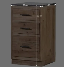 Wohnen 50x90x59 Küche Unterschrank mit drei Schubladen - Macsena