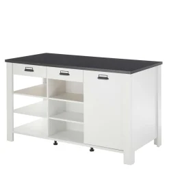 Wohnen 161x93x77 Kücheninsel in Weiß & Anthrazit - Eture