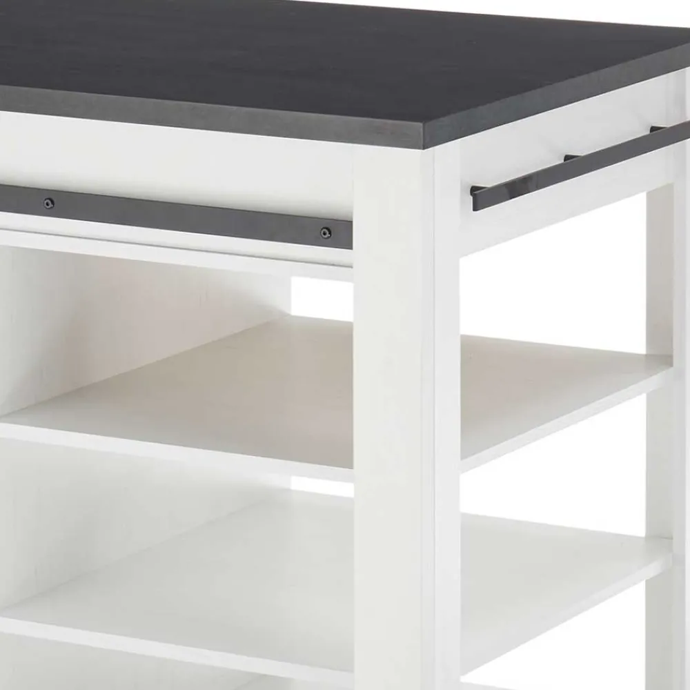 Wohnen 161x93x77 Kücheninsel in Weiß & Anthrazit - Eture