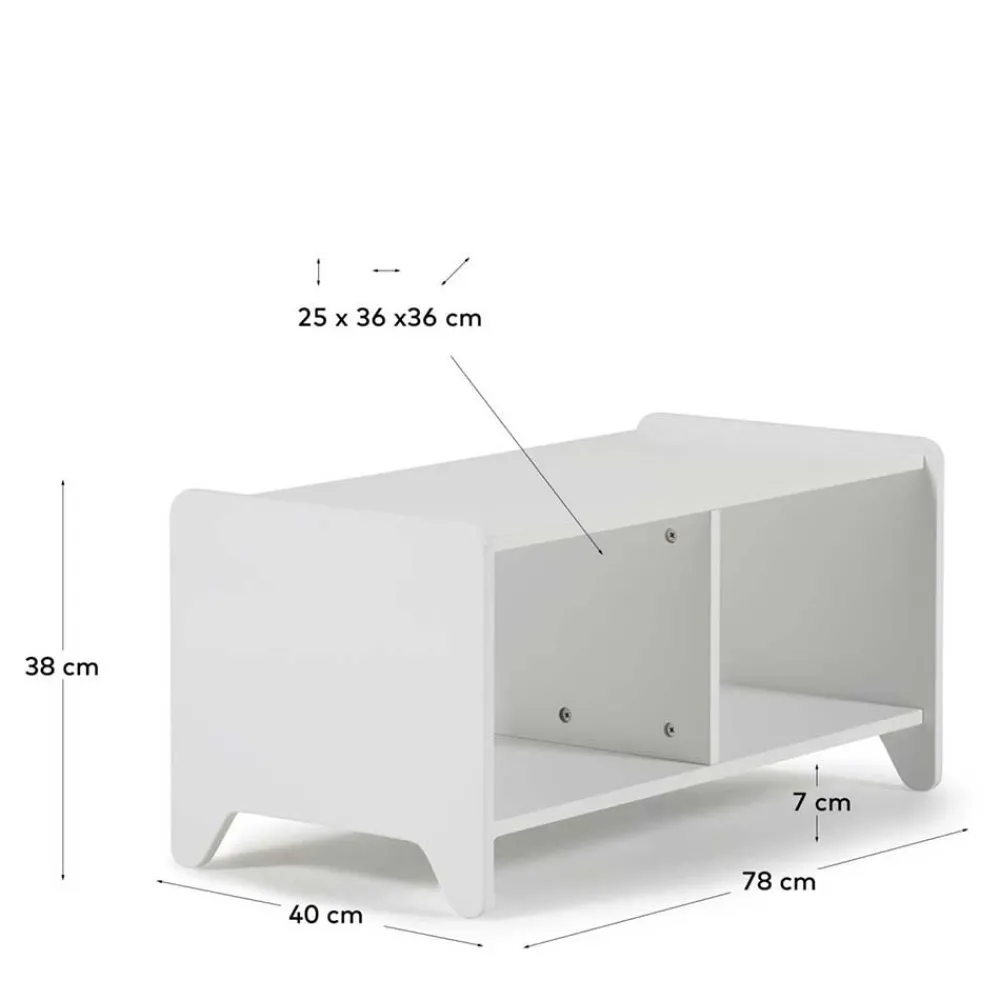 Kinder Wohnen 78x38x40 Kinderzimmerregal in Weiß - Red
