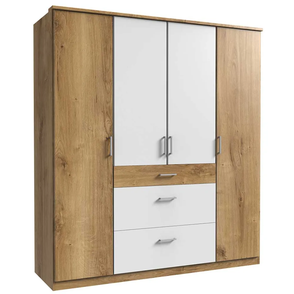 Wohnen 179x199x58 Kleiderschrank 4 Türen & 3 Schubladen - Curacao