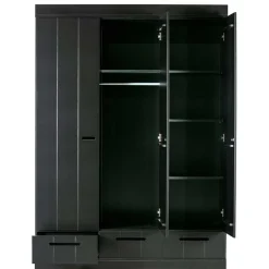 Wohnen Naturholzmöbel|Massivholzmöbel*140x195x53 Kleiderschrank 3-türig & 3 Schubladen - Vindrus