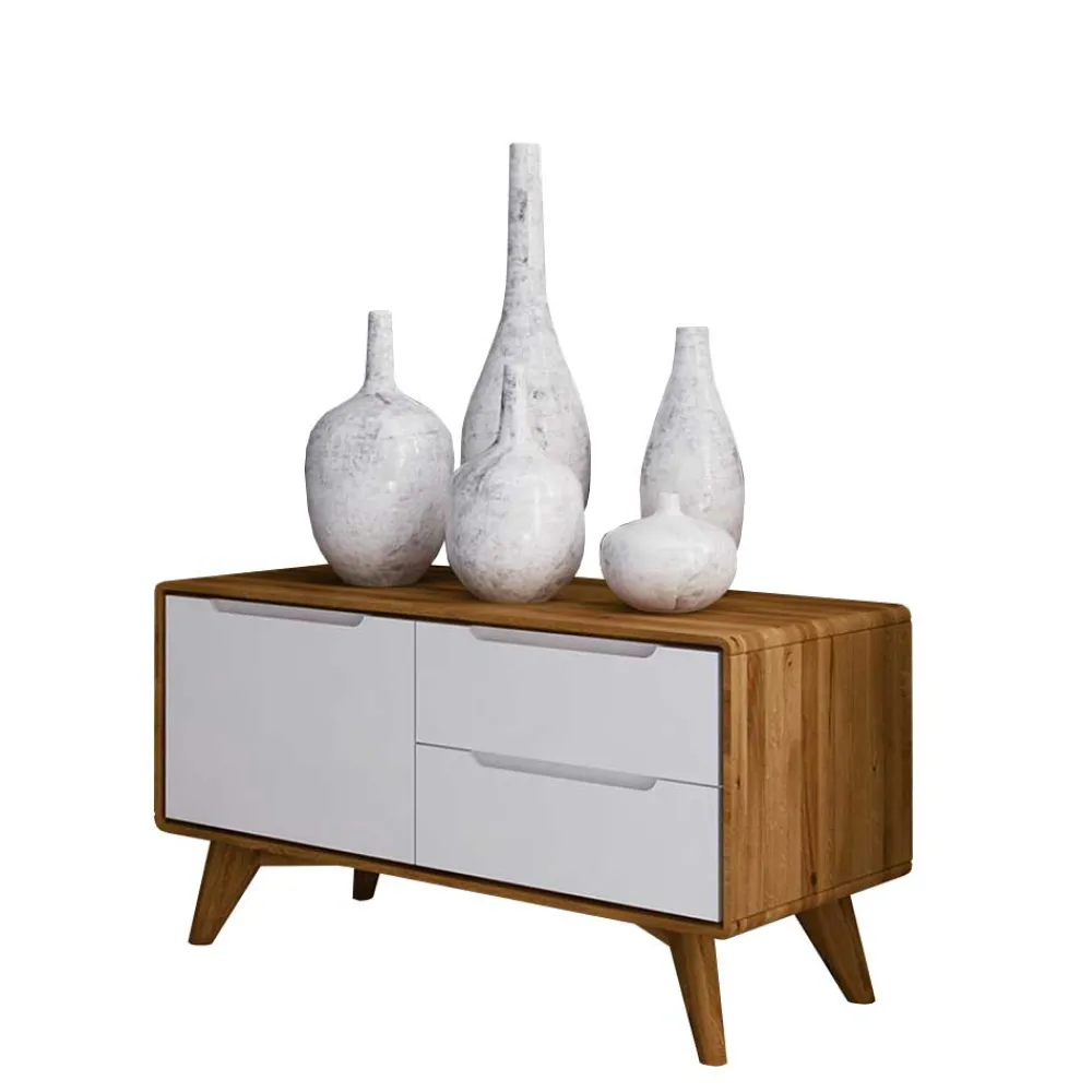 Wohnen Sideboards & Kommoden|Tv & Hifi-Möbel*90x48x40 Kleine Kommode in Wildeiche & Weiß - Diesta
