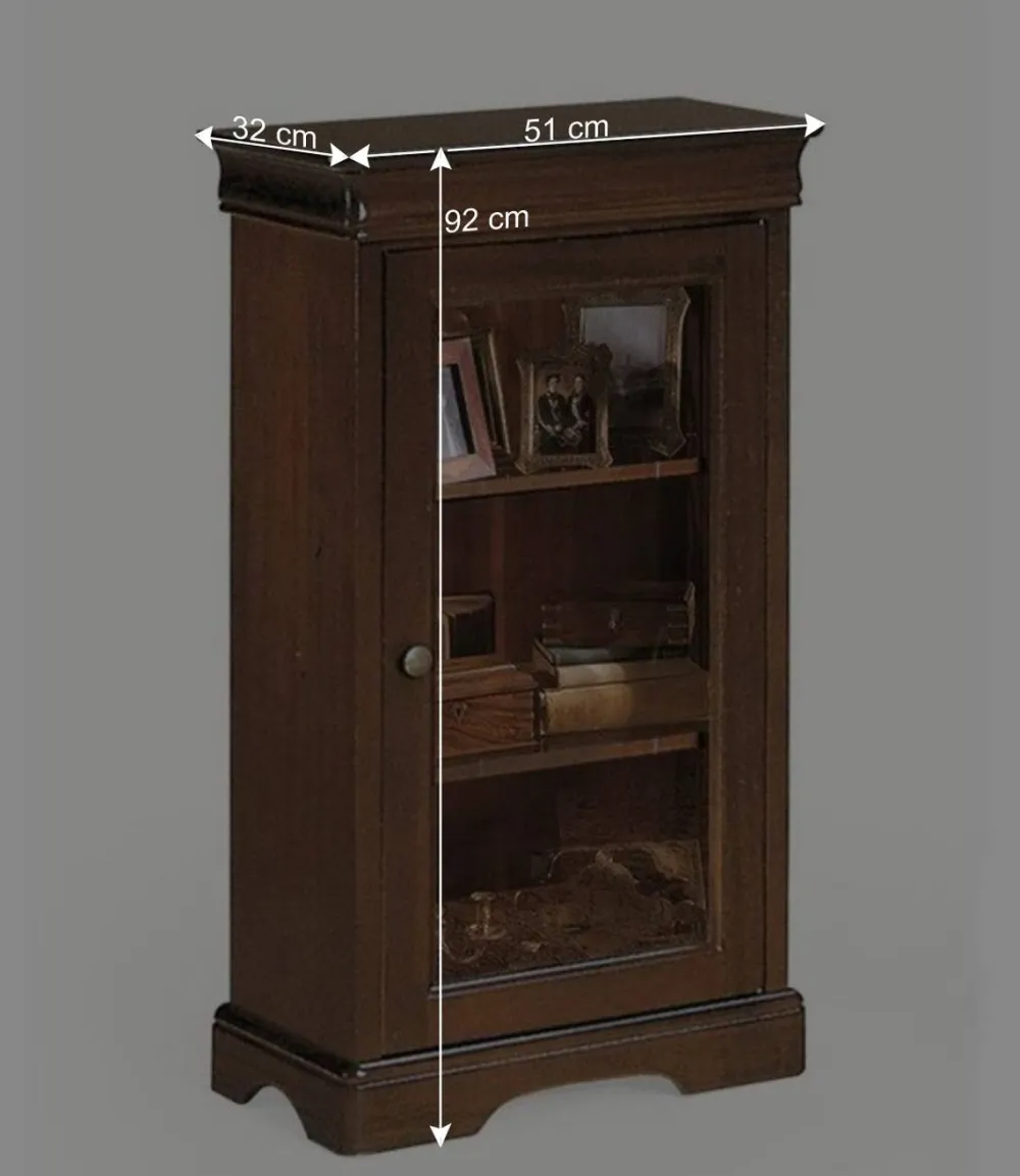 Wohnen 51x92x32 Kleine Vitrine mit einer Glastür - Lemerzi