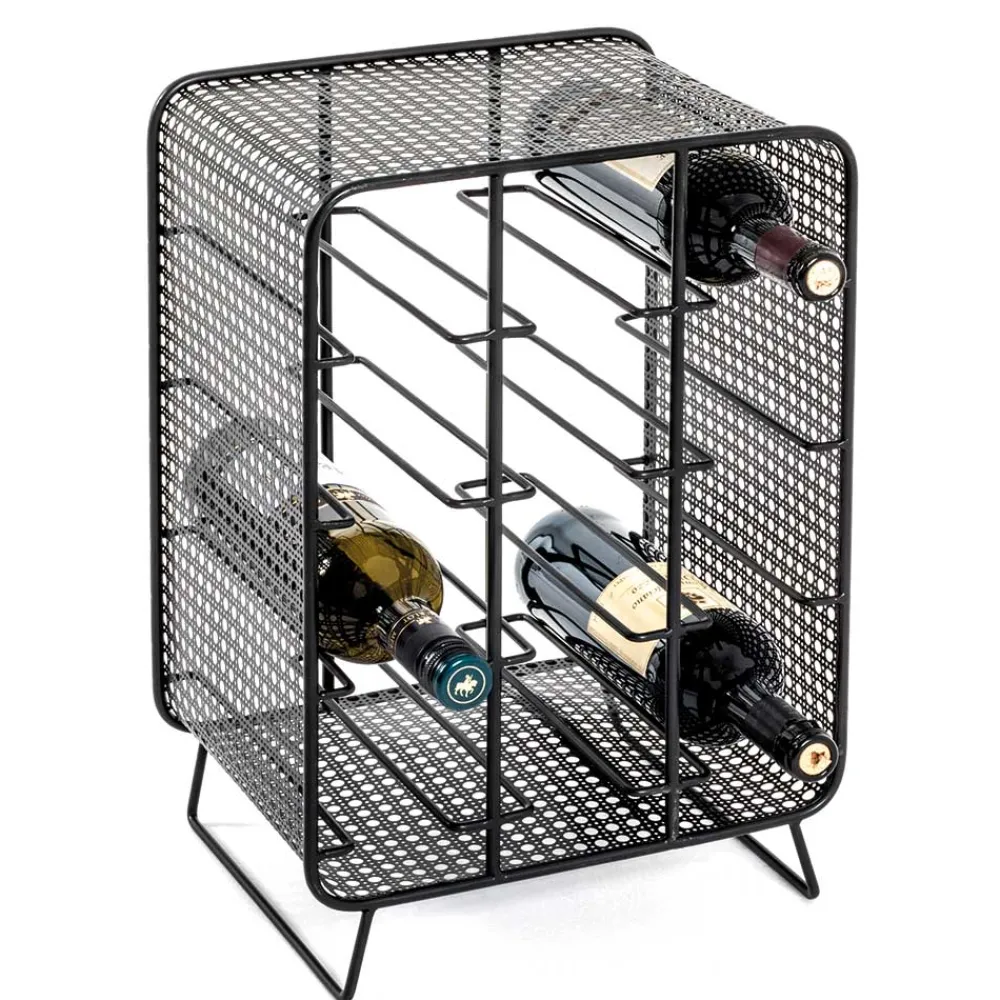 Wohnen Schwarze Möbel|Küchenregale*30x46x24 Kleines Flaschenregal in Schwarz - Selvas