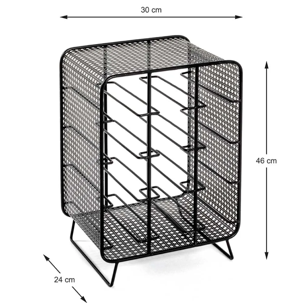 Wohnen Schwarze Möbel|Küchenregale*30x46x24 Kleines Flaschenregal in Schwarz - Selvas