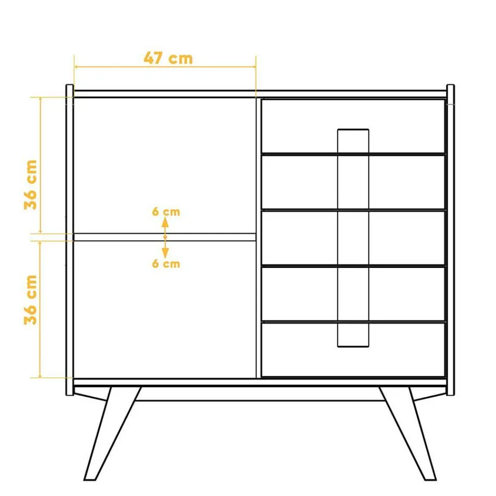 Wohnen 100x105x50 Kombi Kommode im modernen Retro Look - Hardus