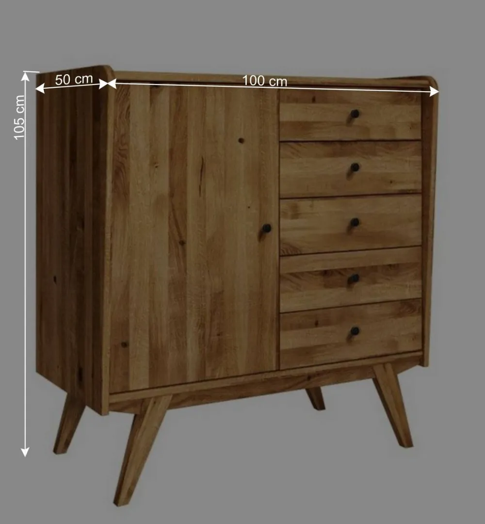 Wohnen 100x105x50 Kombi Kommode im modernen Retro Look - Hardus