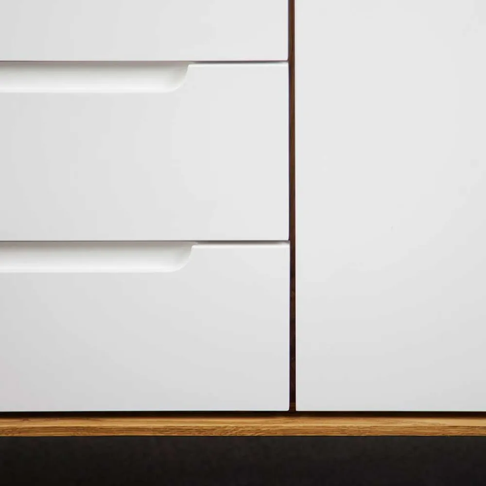 Wohnen Sideboards & Kommoden|Sideboards & Kommoden*134x63x40 Kombi Kommode in Weiß & Wildeiche Natur - Diesta