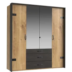 Wohnen Loft Möbel|Industrial Möbel*200x216x58 Kombi-Kleiderschrank mit Spiegeln - Bram