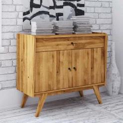 Wohnen 100x90x50 Kombi-Kommode aus Wildeiche Holz - Hardus