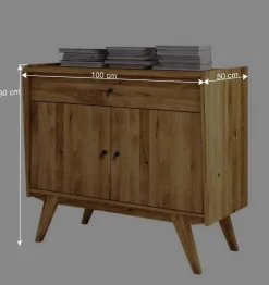Wohnen 100x90x50 Kombi-Kommode aus Wildeiche Holz - Hardus