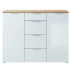 Wohnen Sideboards & Kommoden|Sideboards & Kommoden*135x105x40 Kombikommode in Weiß & Eiche - Reestyl